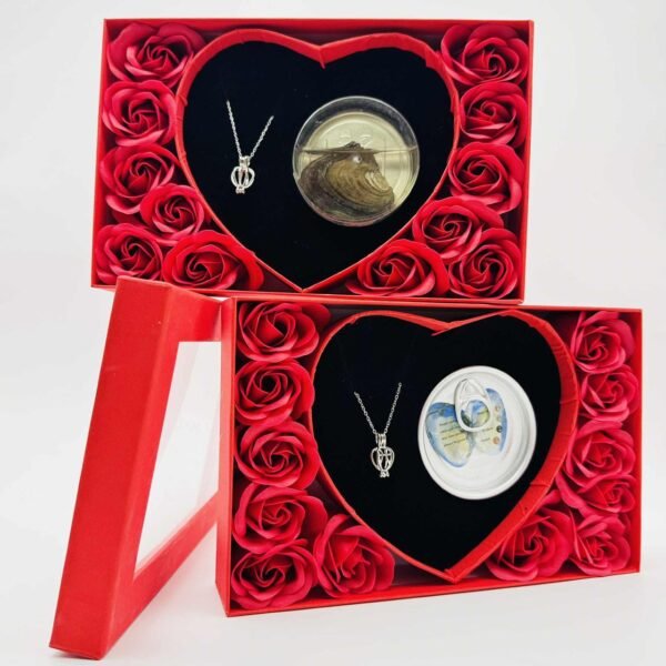 red rose & oyster gold pearl necklace