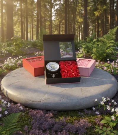 love forever black pearl necklace with rose nature